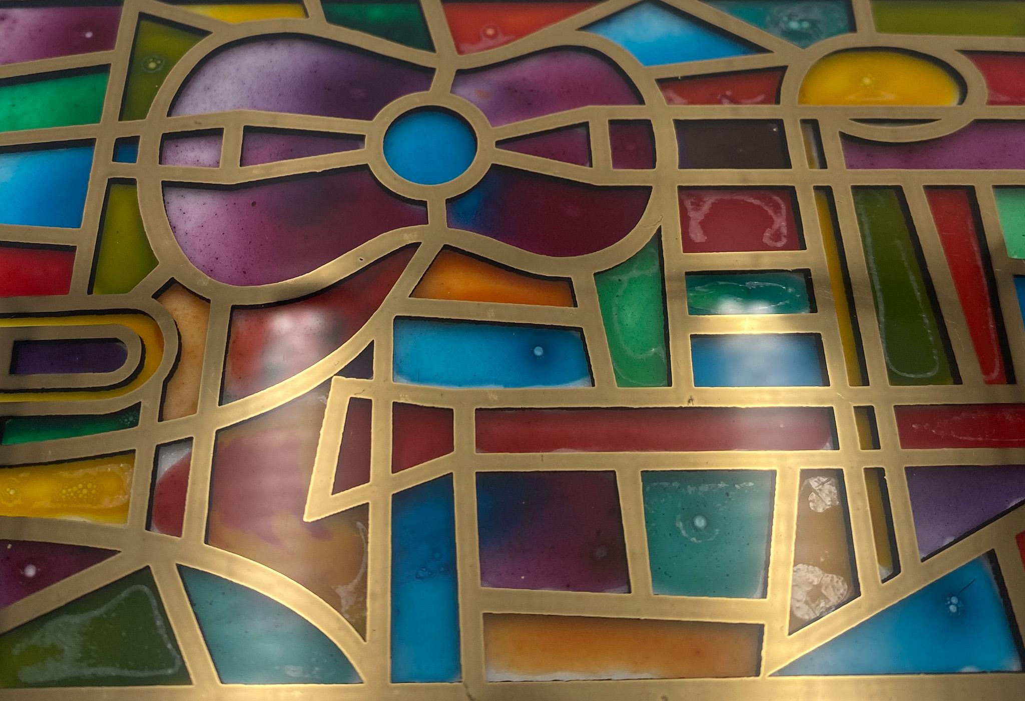 Hand Painted Stained Glass Tray, United States, 1960's  For Sale 3