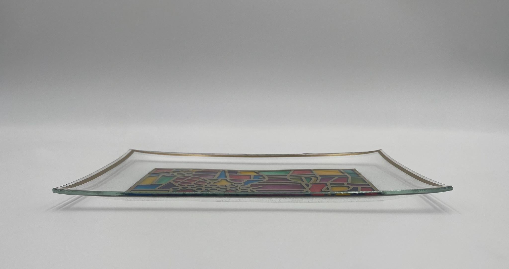 Hand Painted Stained Glass Tray, United States, 1960's For Sale 3