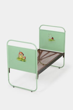 Hand Painted Steel Kids Bed Russia, 1920s