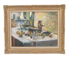 Hand-Painted Still Life: Late 20th Century Oranges Painting