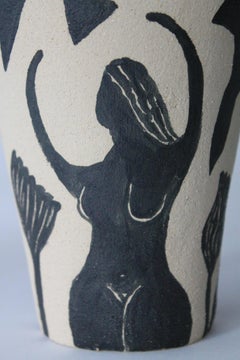 Hand-Painted Stoneware Vase “Freedom Ritual” – Sculptural Ceramic Art Object, Wa