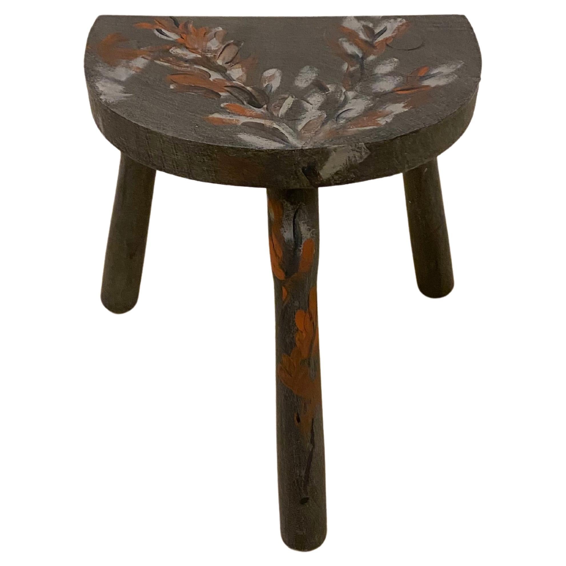 Custom Hand-Painted Milking Stool  For Sale