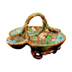 Hand-Painted Strawberry Basket Majolica, George Jones 19th Century