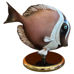 Hand Painted Stylized Porcelain Fish Sculpture by Giulia Mangani for Oggetti