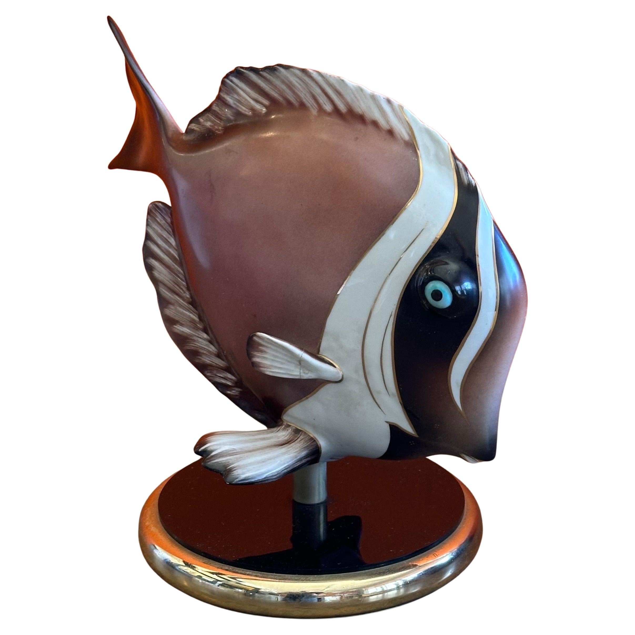 Hollywood Regency Sculpture de poisson stylisée peinte à la main par Giulia Mangani pour Oggetti en vente