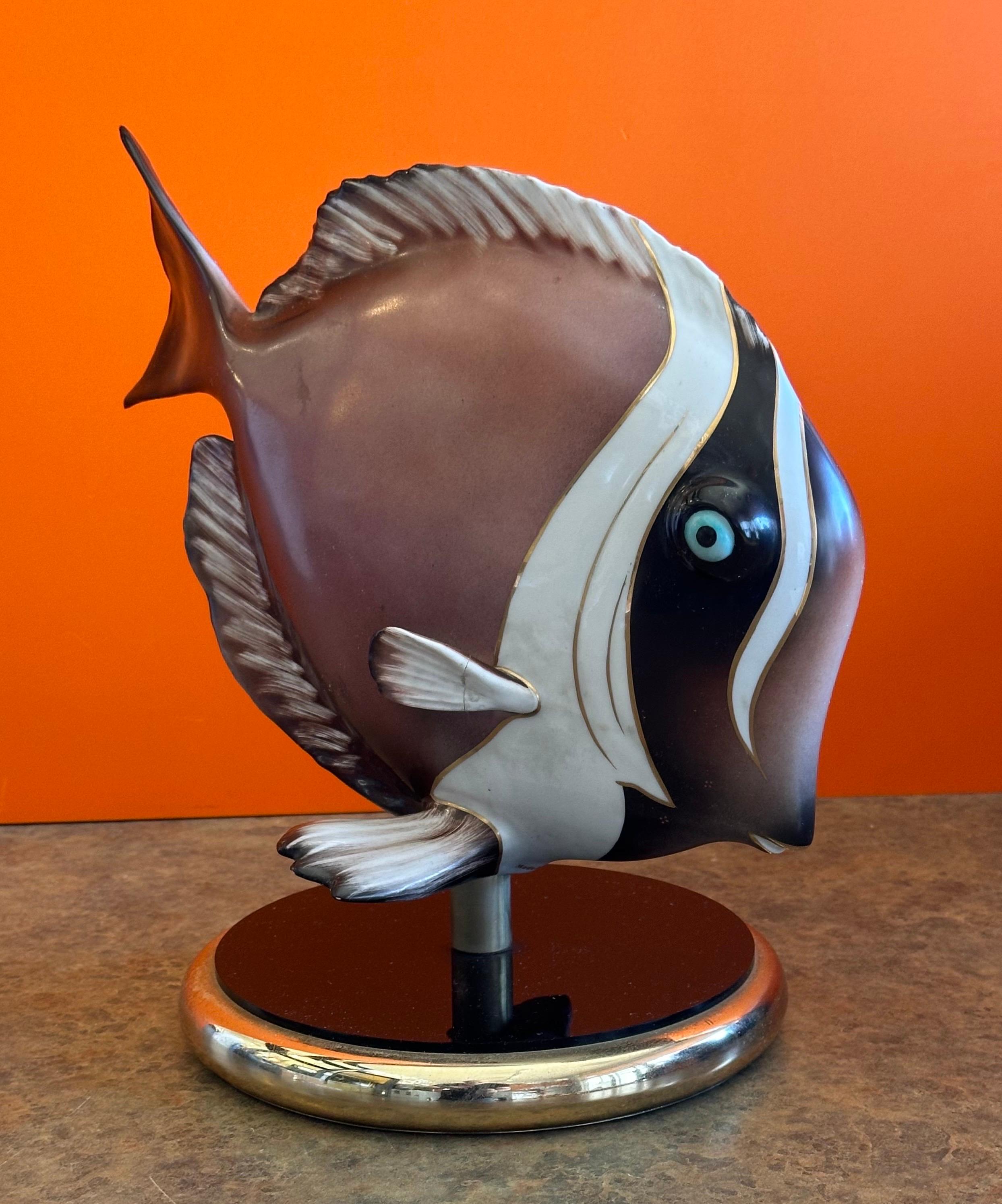 Peint à la main Sculpture de poisson stylisée peinte à la main par Giulia Mangani pour Oggetti en vente