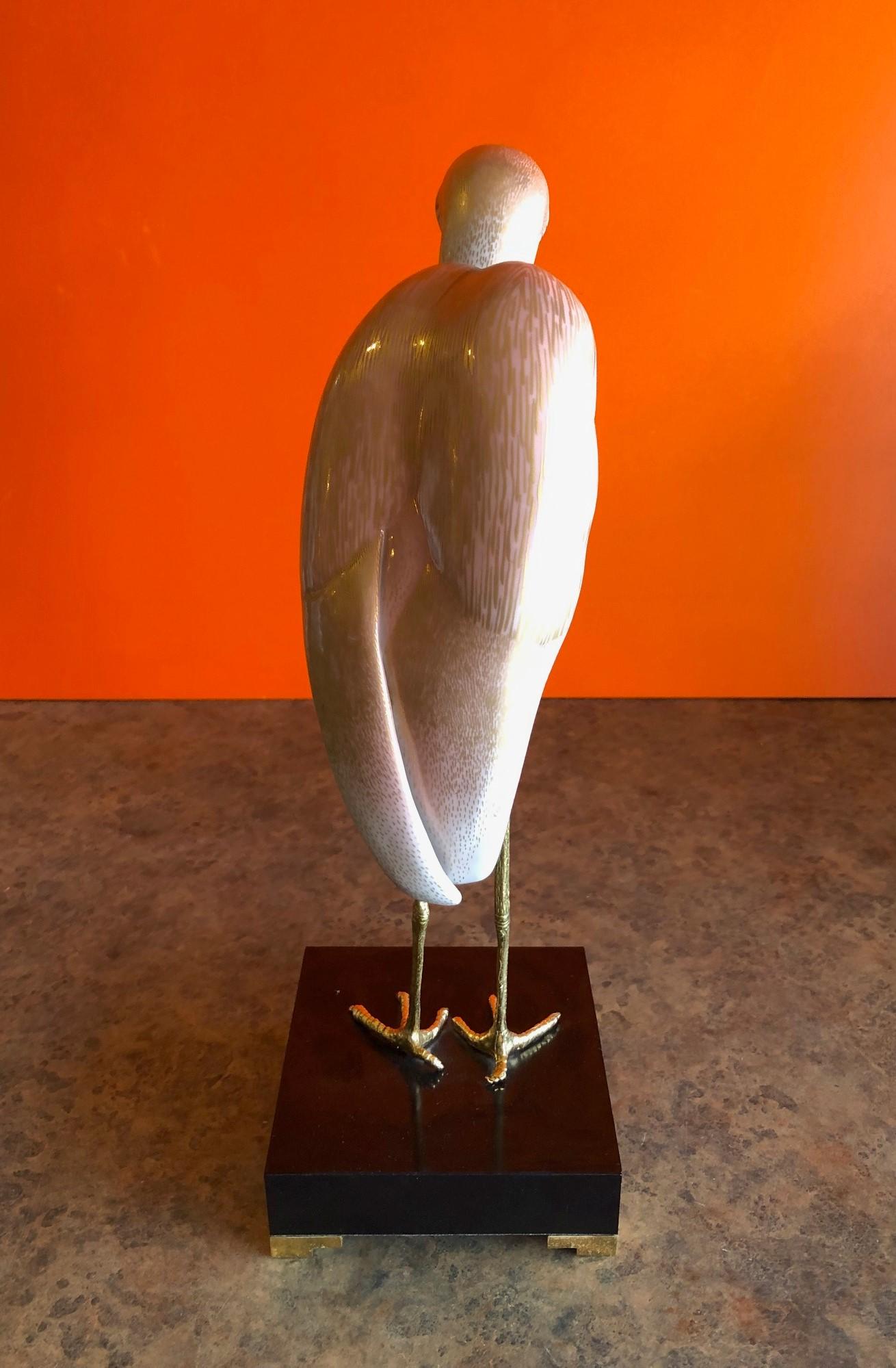 italien Sculpture de cigogne stylisée peinte à la main par Giulia Mangani pour Oggetti