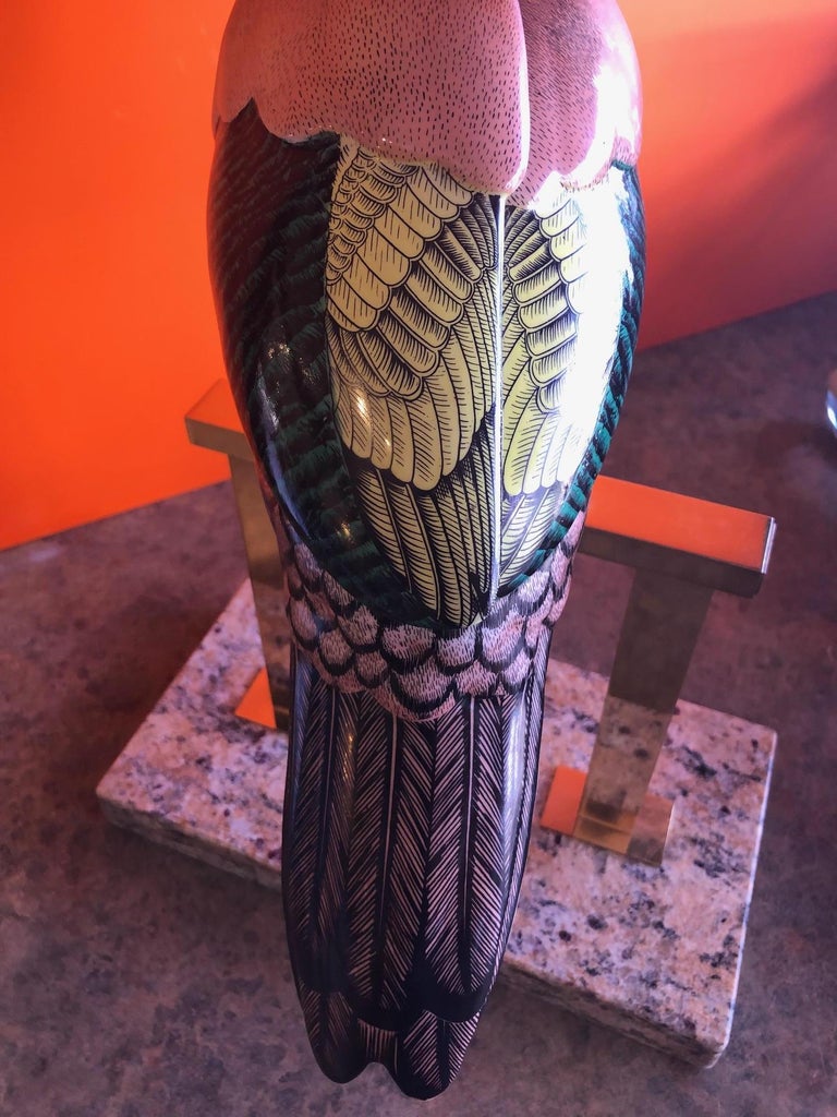 Hand Painted Stylized Toucan Sculpture by Giulia Mangani for Oggetti For Sale 4