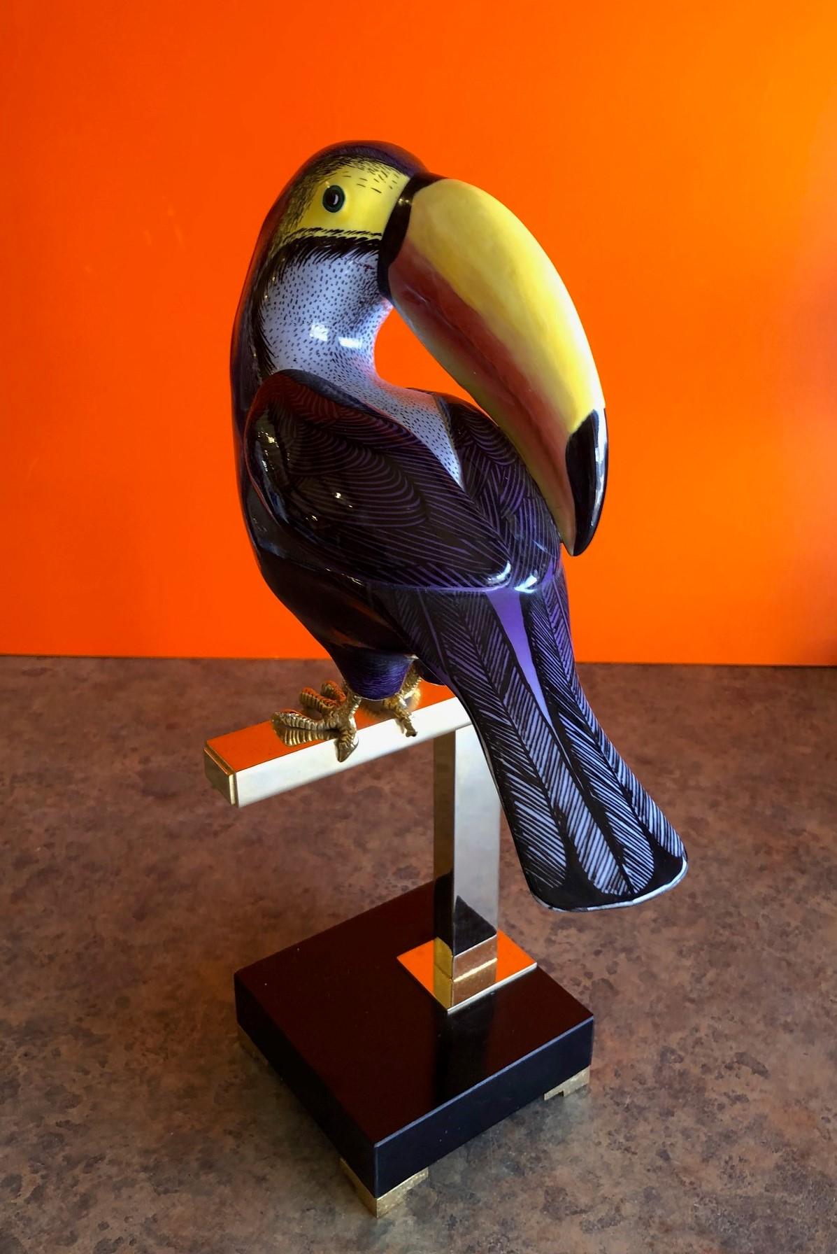 Italian Hand Painted Stylized Toucan Sculpture by Giulia Mangani for Oggetti