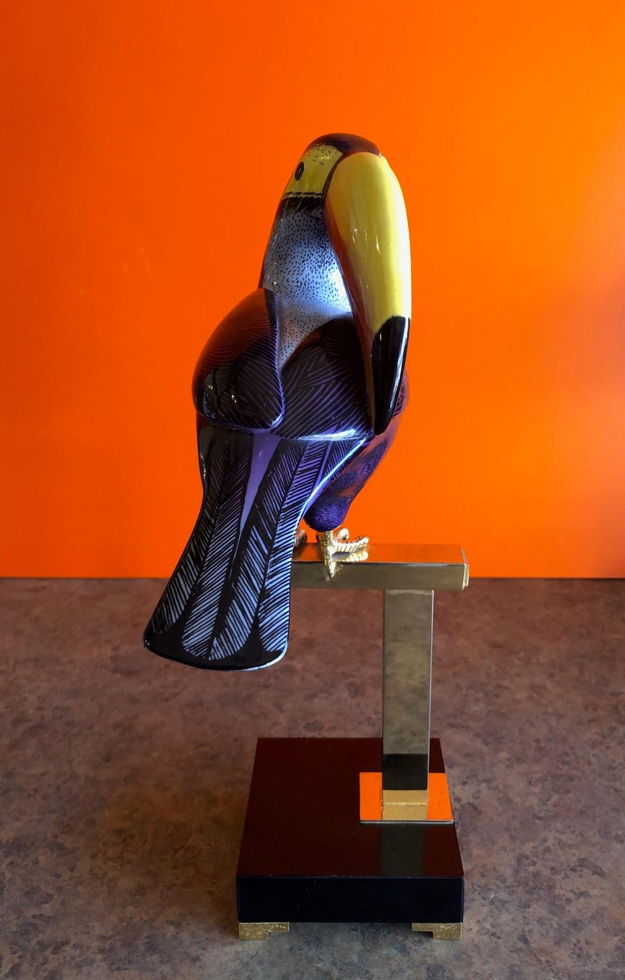 Hand-Painted Hand Painted Stylized Toucan Sculpture by Giulia Mangani for Oggetti