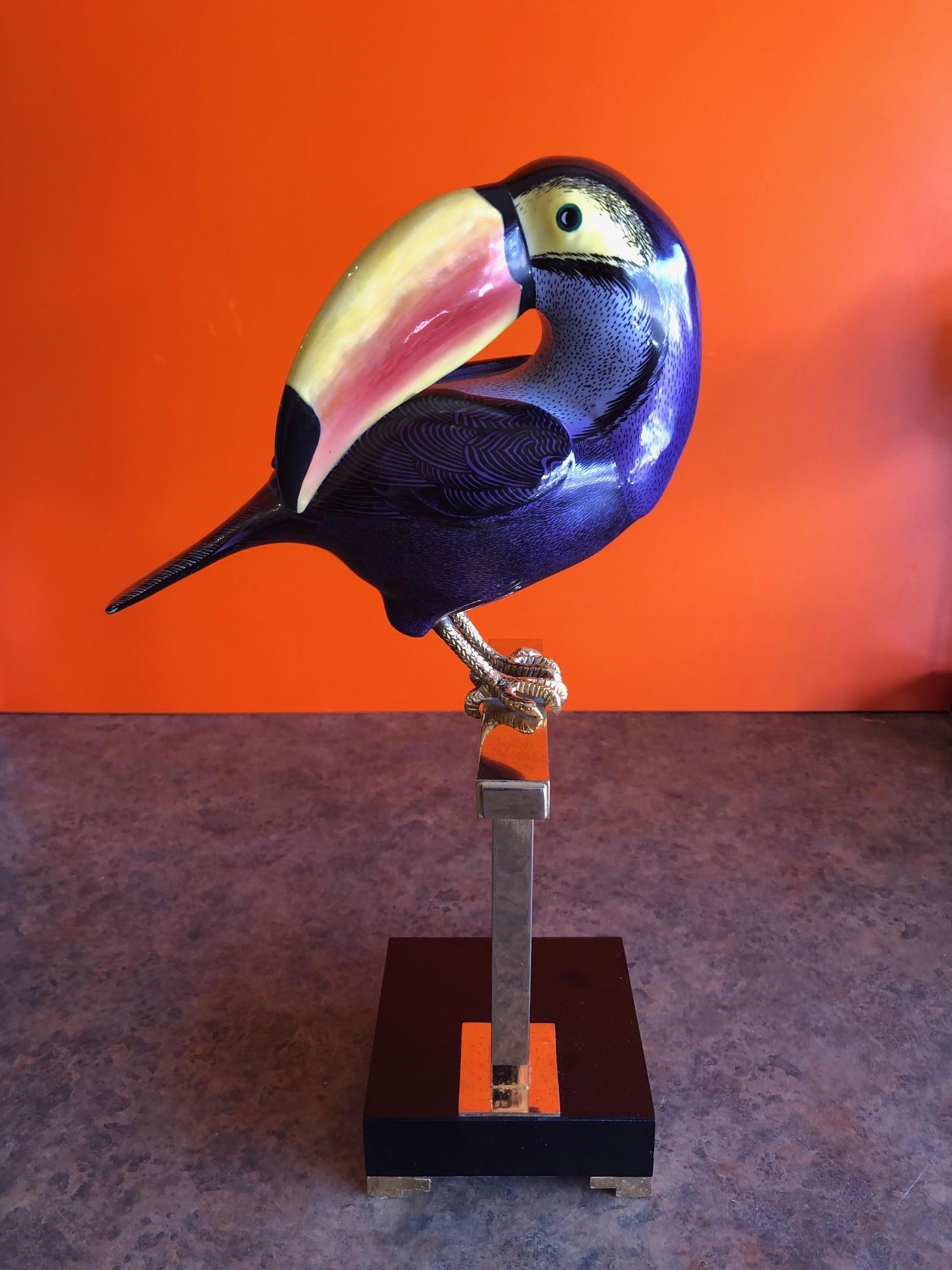 Hand Painted Stylized Toucan Sculpture by Giulia Mangani for Oggetti In Good Condition In San Diego, CA