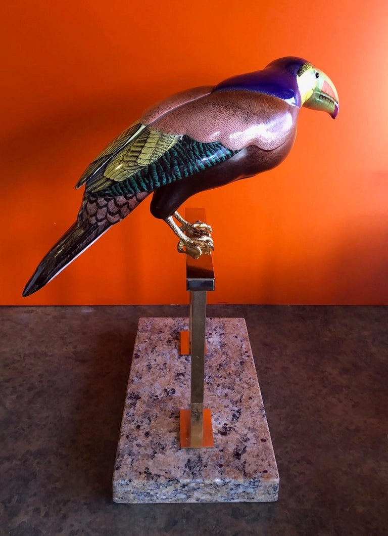 Hand Painted Stylized Toucan Sculpture by Giulia Mangani for Oggetti In Good Condition For Sale In San Diego, CA