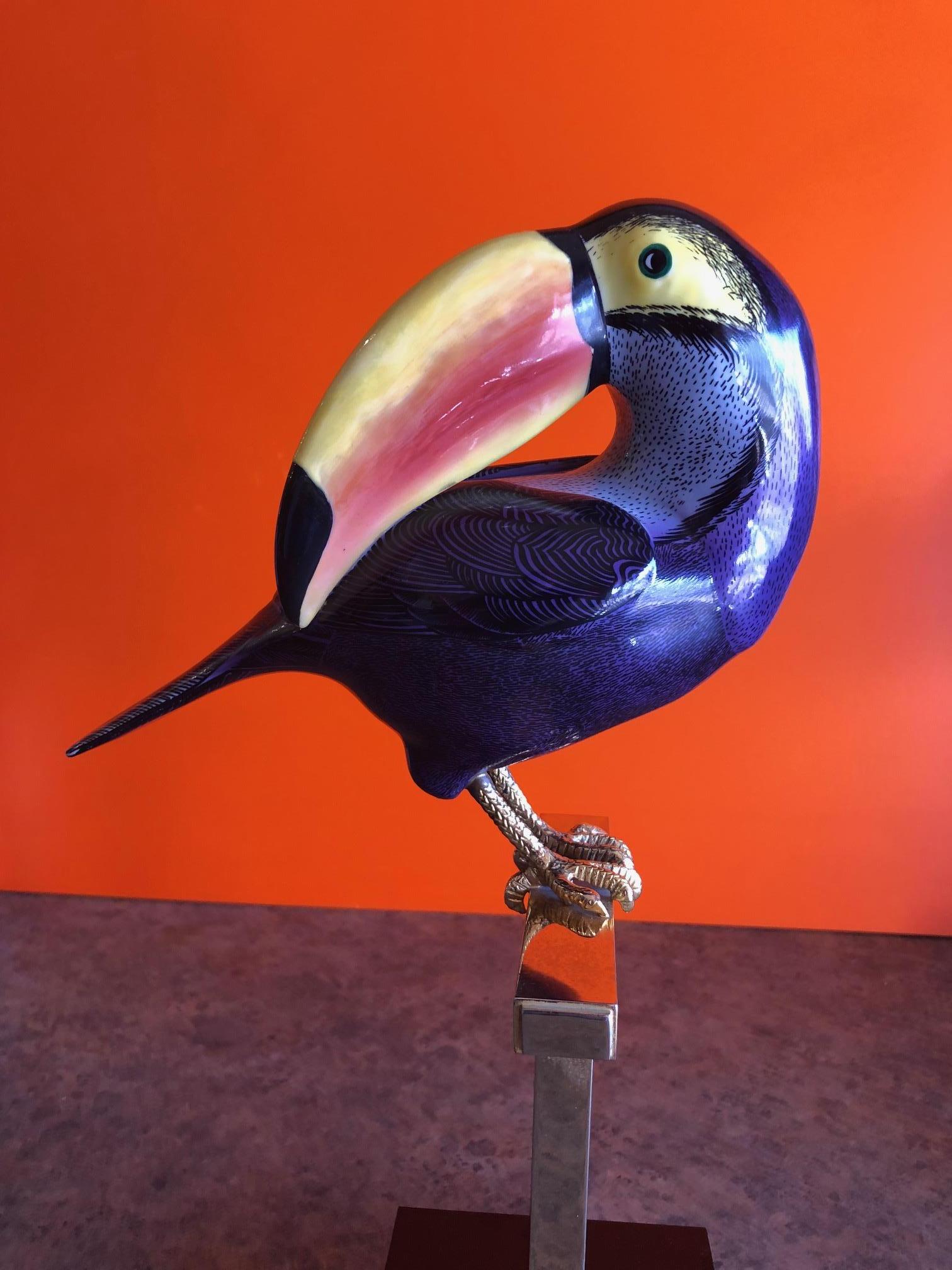 20th Century Hand Painted Stylized Toucan Sculpture by Giulia Mangani for Oggetti