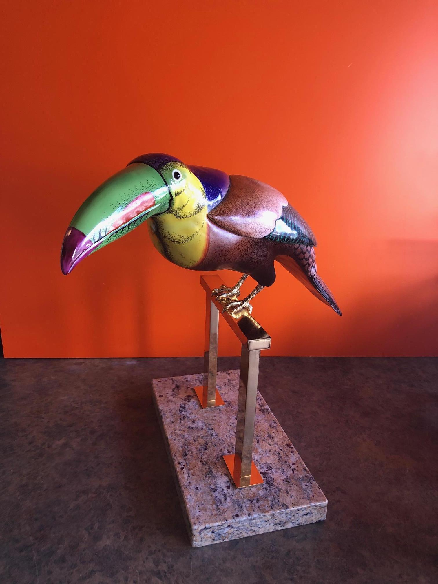 20th Century Hand Painted Stylized Toucan Sculpture by Giulia Mangani for Oggetti For Sale