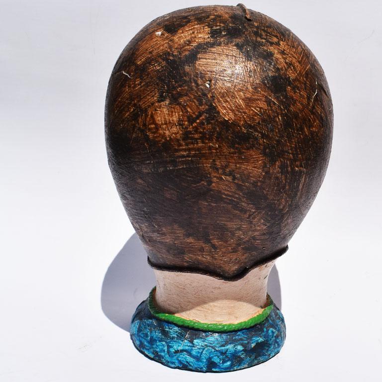 Hand Painted Styrofoam and PapierMâché Head or Hat Display For Sale at 1stDibs