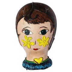 Vintage Hand Painted Styrofoam and Papier-Mâché Head or Hat Display