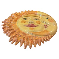 Hand Painted Sun and Moon Sculpture / Wall Hanging