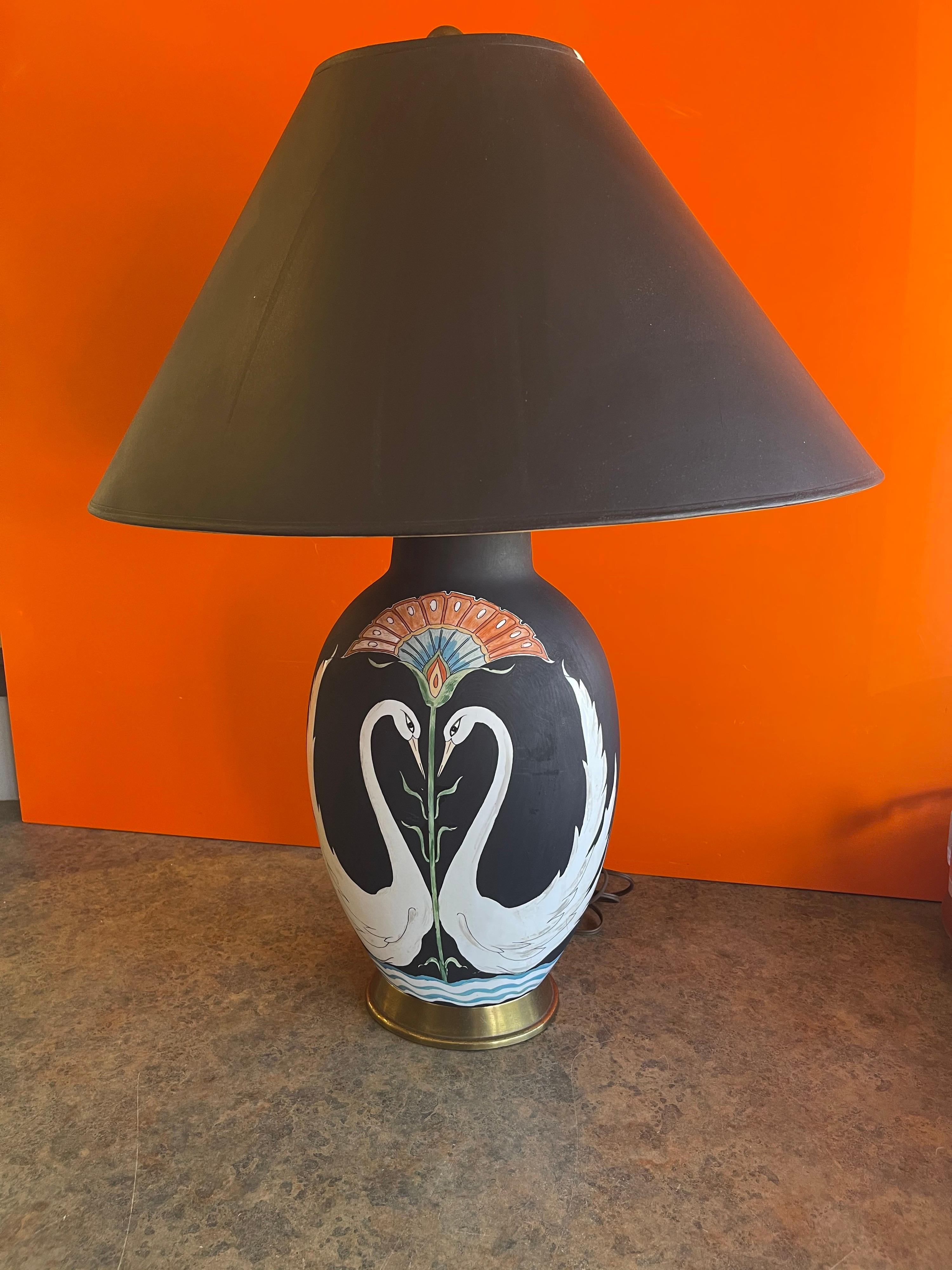 Lampe de bureau en porcelaine « Swans » peinte à la main par Chapman Manufacturing Company en vente 9