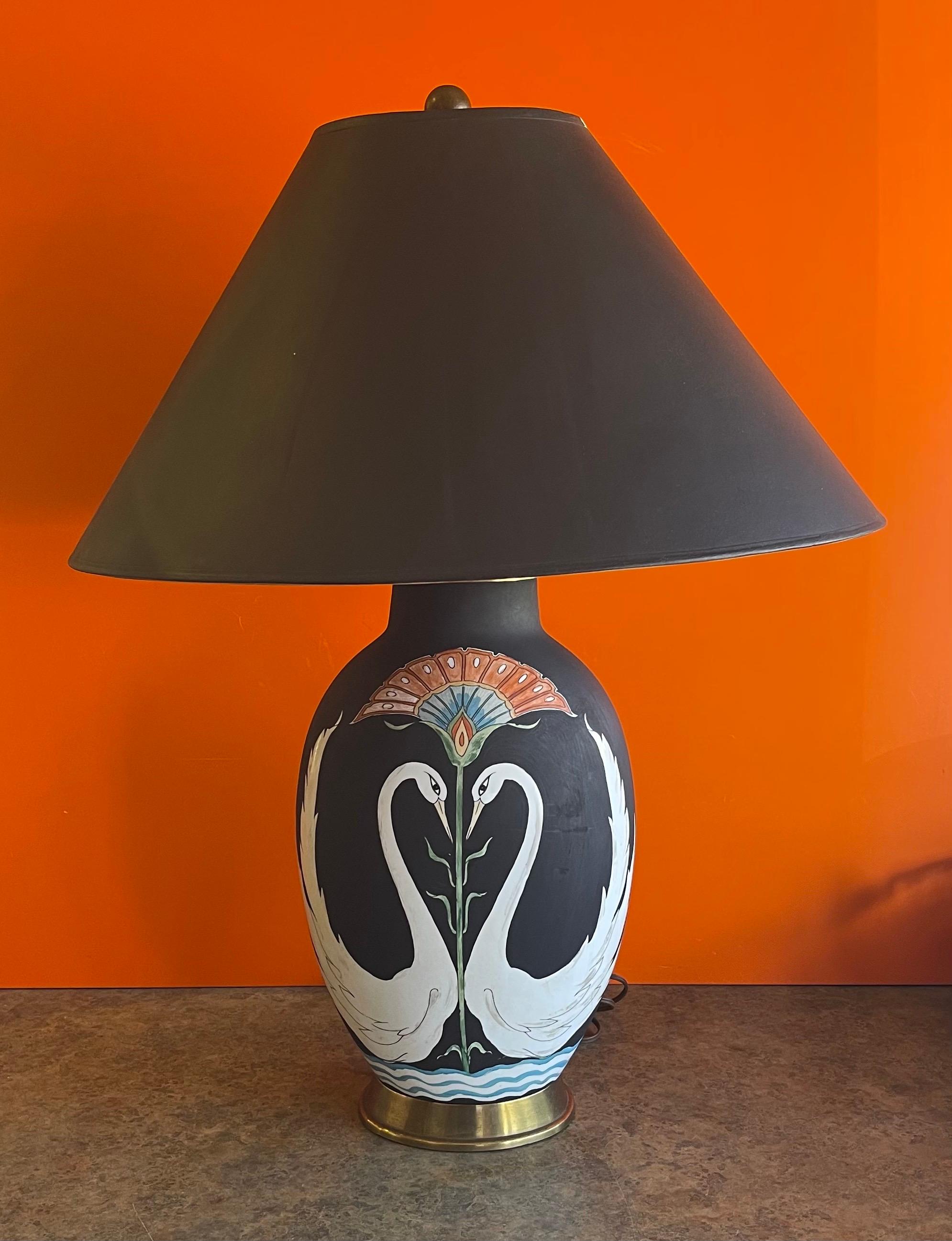 Super unique et rare lampe de table en porcelaine peinte à la main 