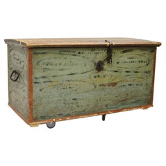Antique Hand-Painted Swedish Marriage Trunk with Initials, c.1830 & Original Hardware