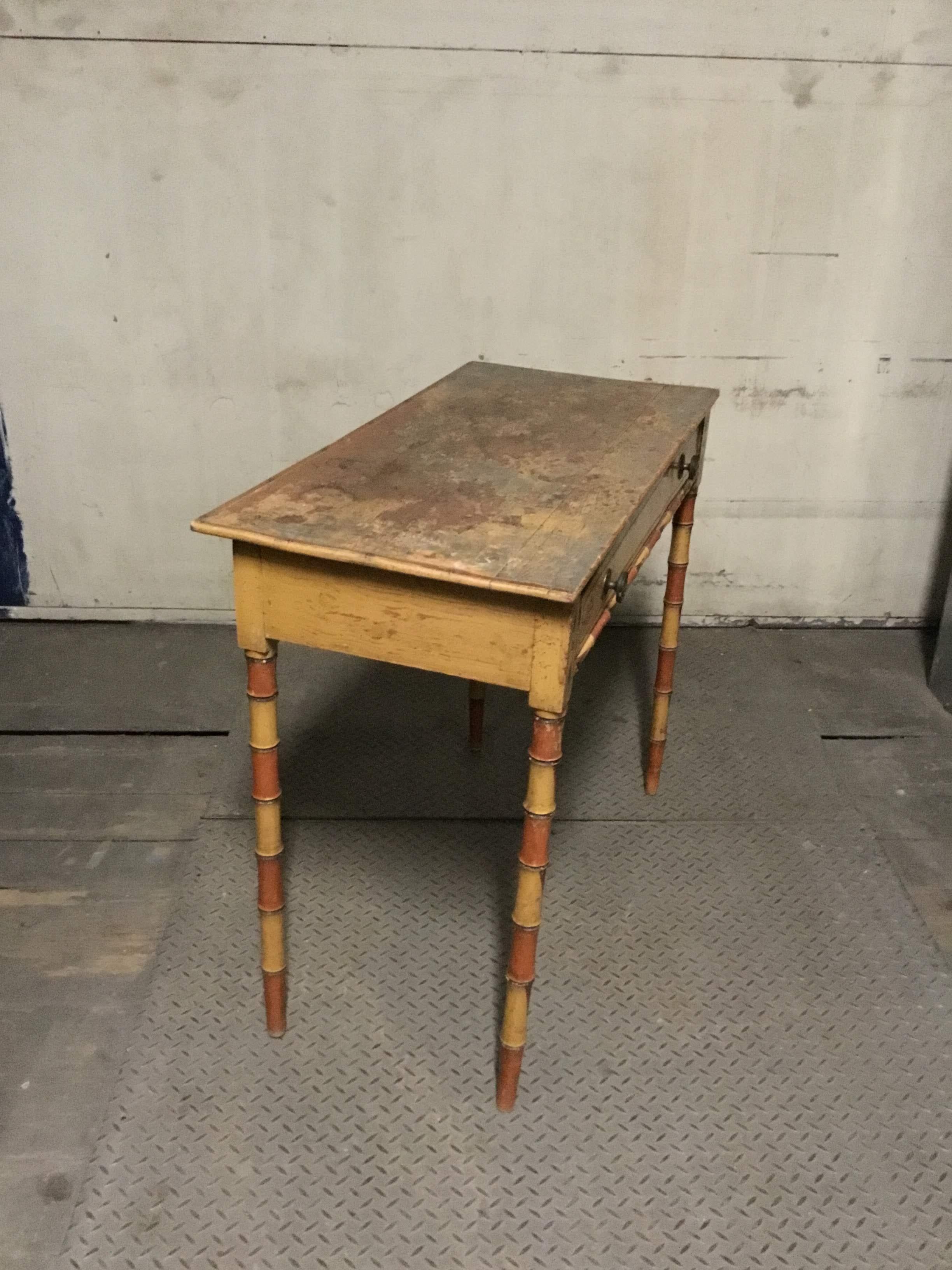 North American Hand Painted Table with Drawer