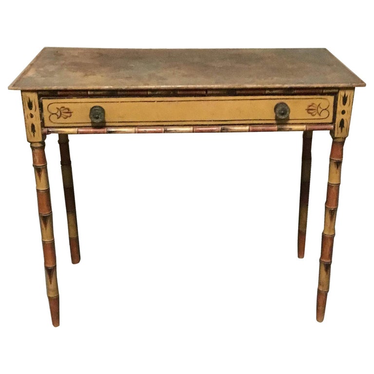 Hand Painted Table with Drawer at 1stDibs