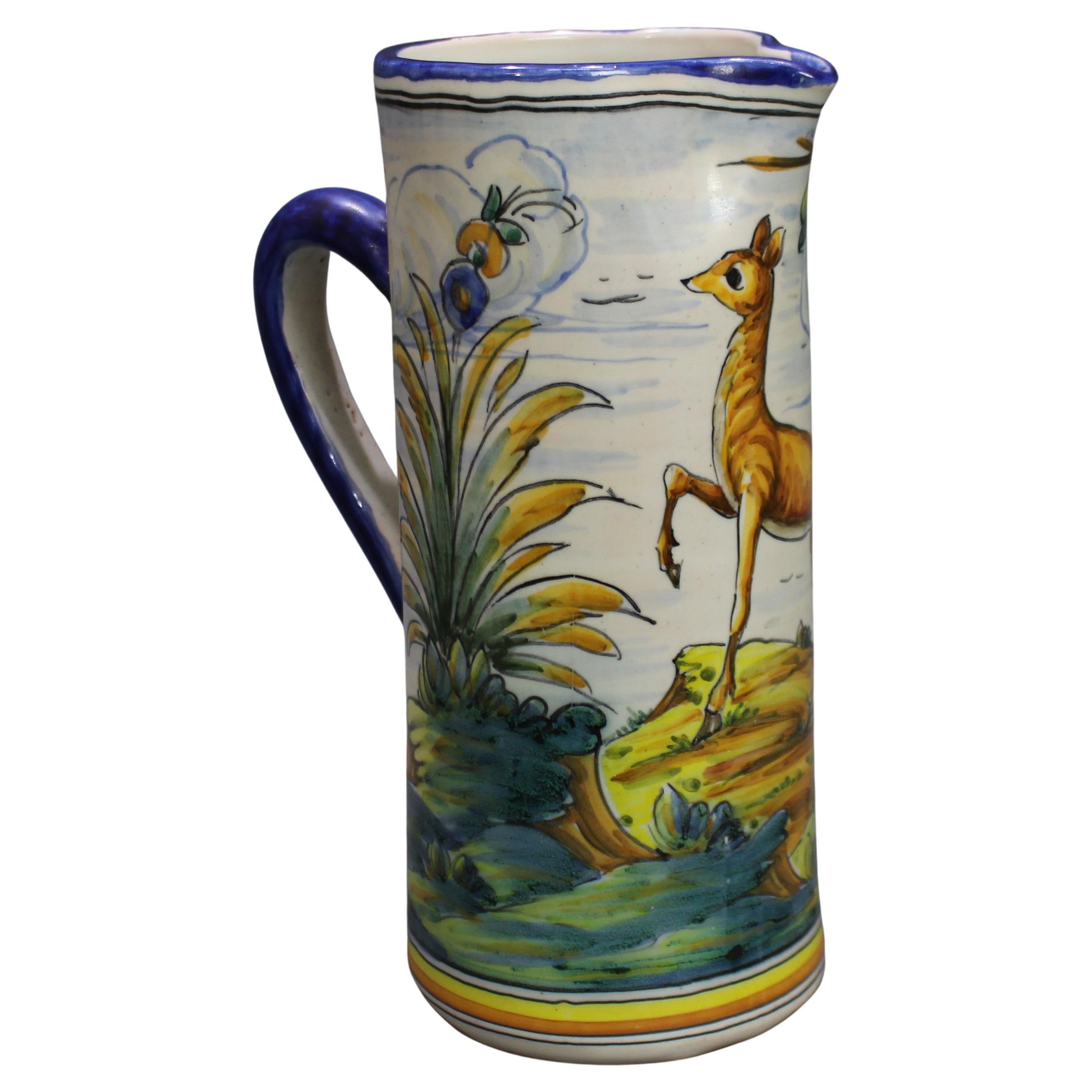 Hand-Painted Talavera Ceramic Jug by Mave, Spain, Mid-20th Century