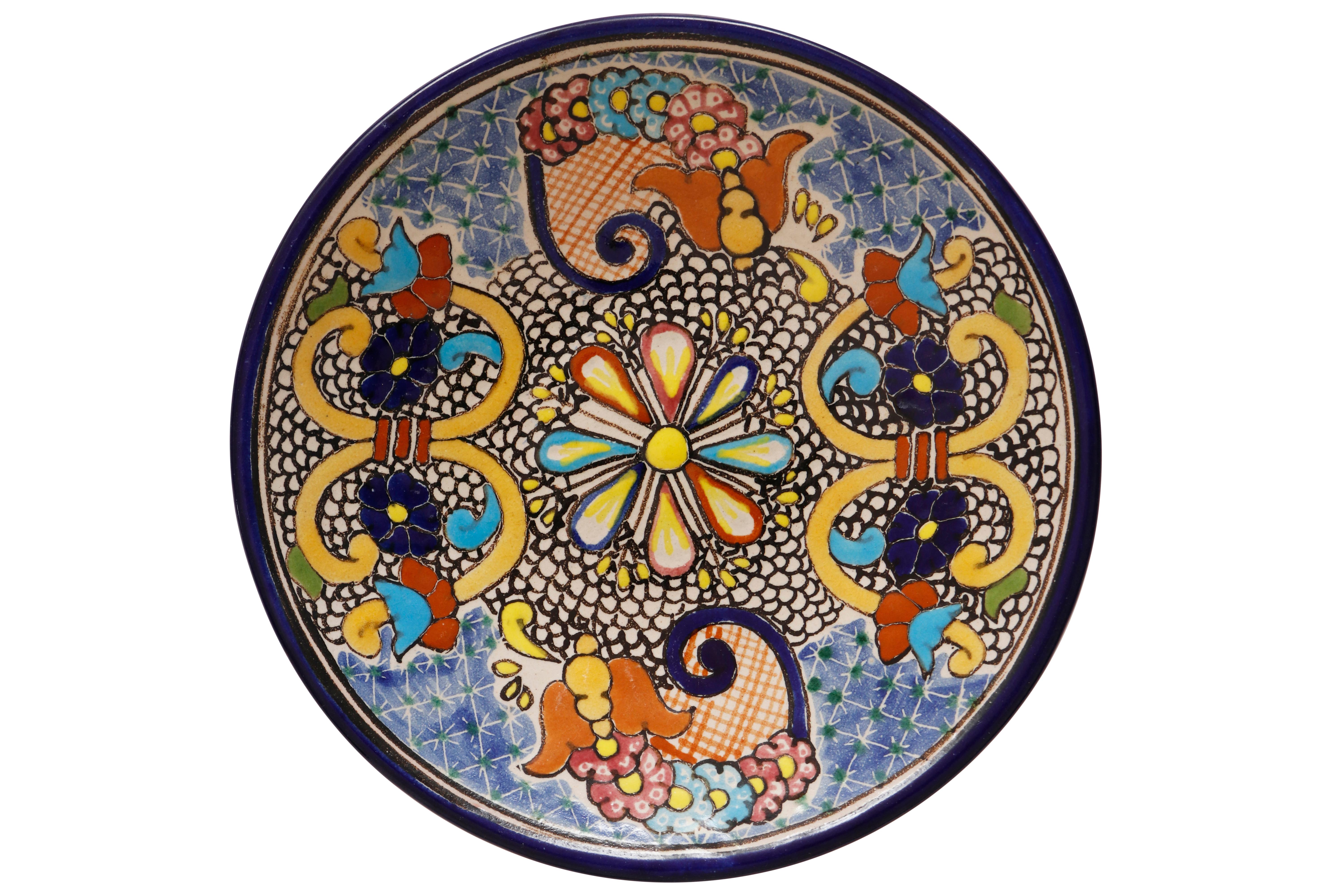 Mexican Hand Painted Talavera Plates, Set of 8