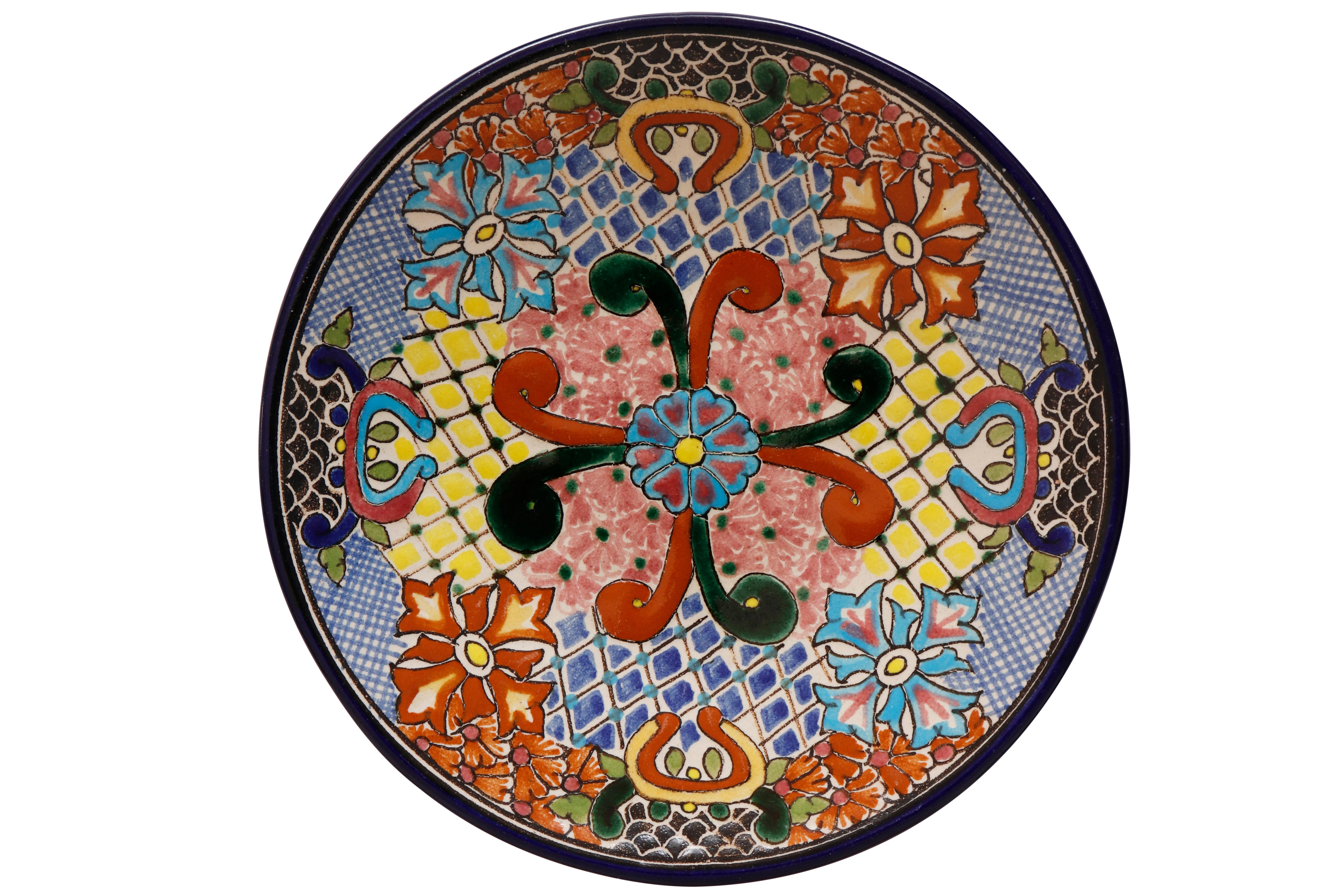 Hand Painted Talavera Plates, Set of 8 In Good Condition In Bradenton, FL
