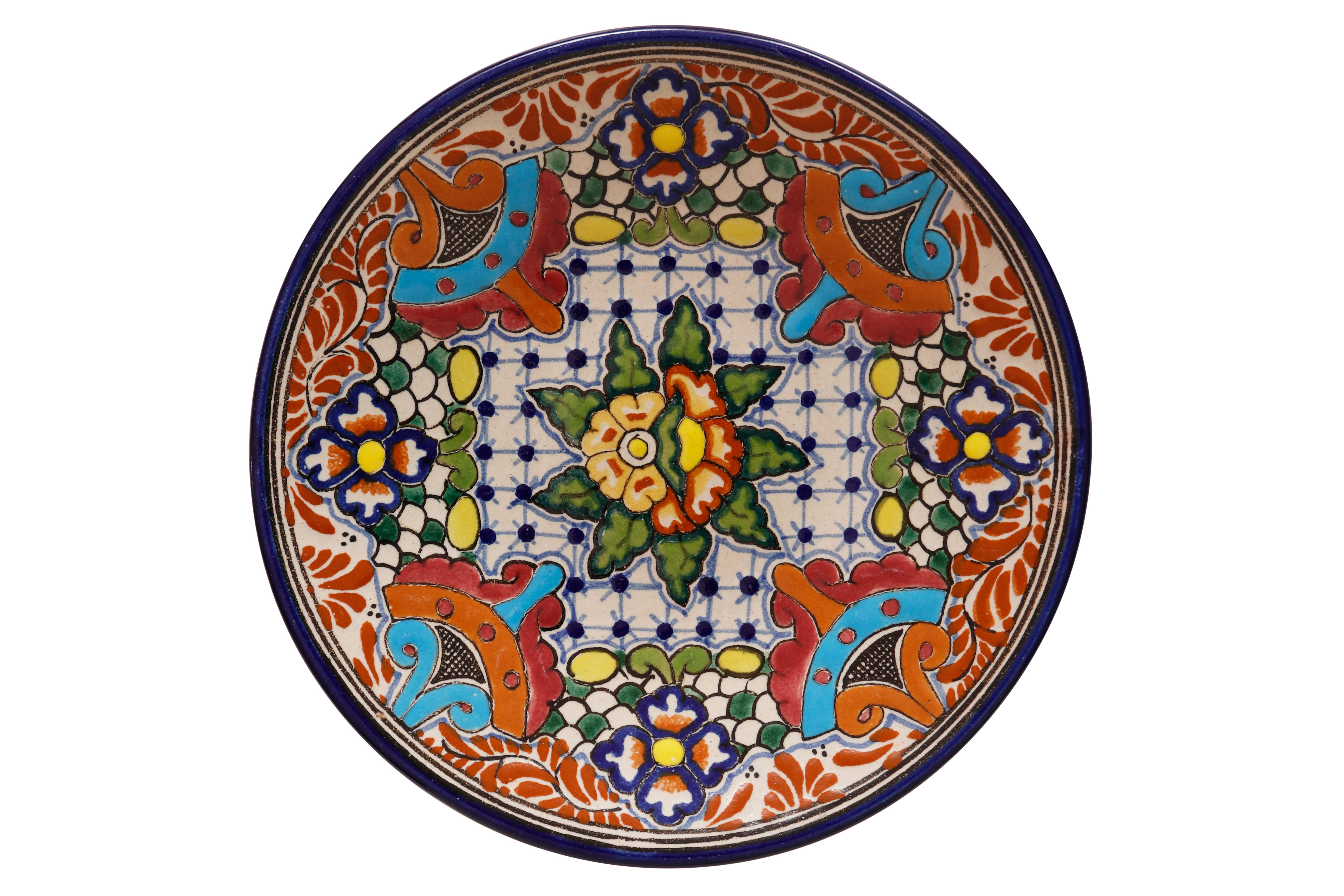 Ceramic Hand Painted Talavera Plates, Set of 8