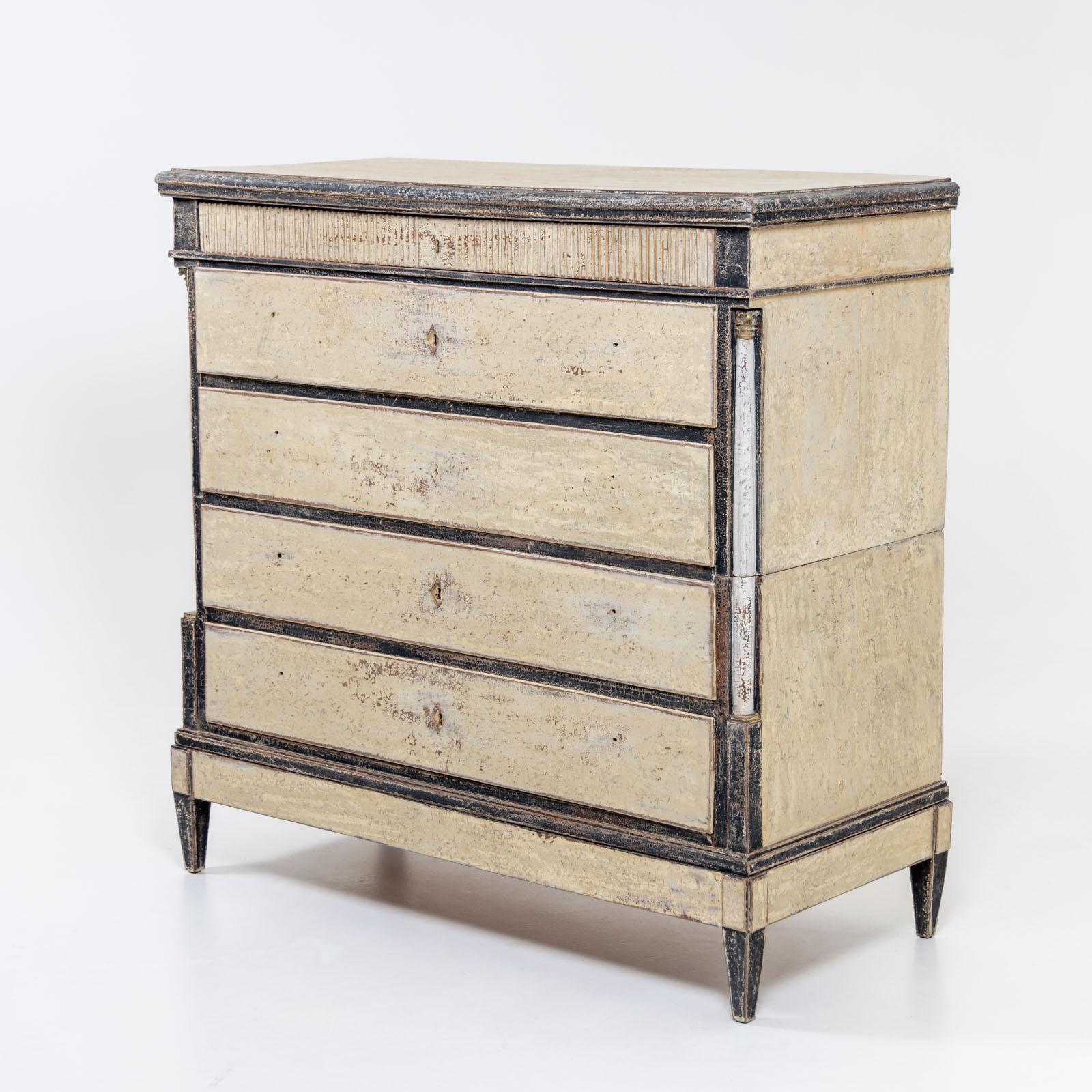 Swedish Hand-painted tall Chest of Drawers, Gustavian, Sweden, Early 19th Century For Sale