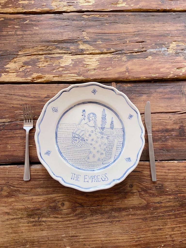 Hand Painted Tarot Inspired Ceramic Plate The Empress For Sale at 1stDibs