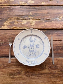 Hand Painted Tarot Inspired Ceramic Plate: The Tower