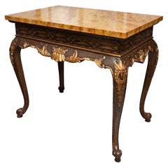 Hand Painted Tea Table with Faux Grain Marble Top