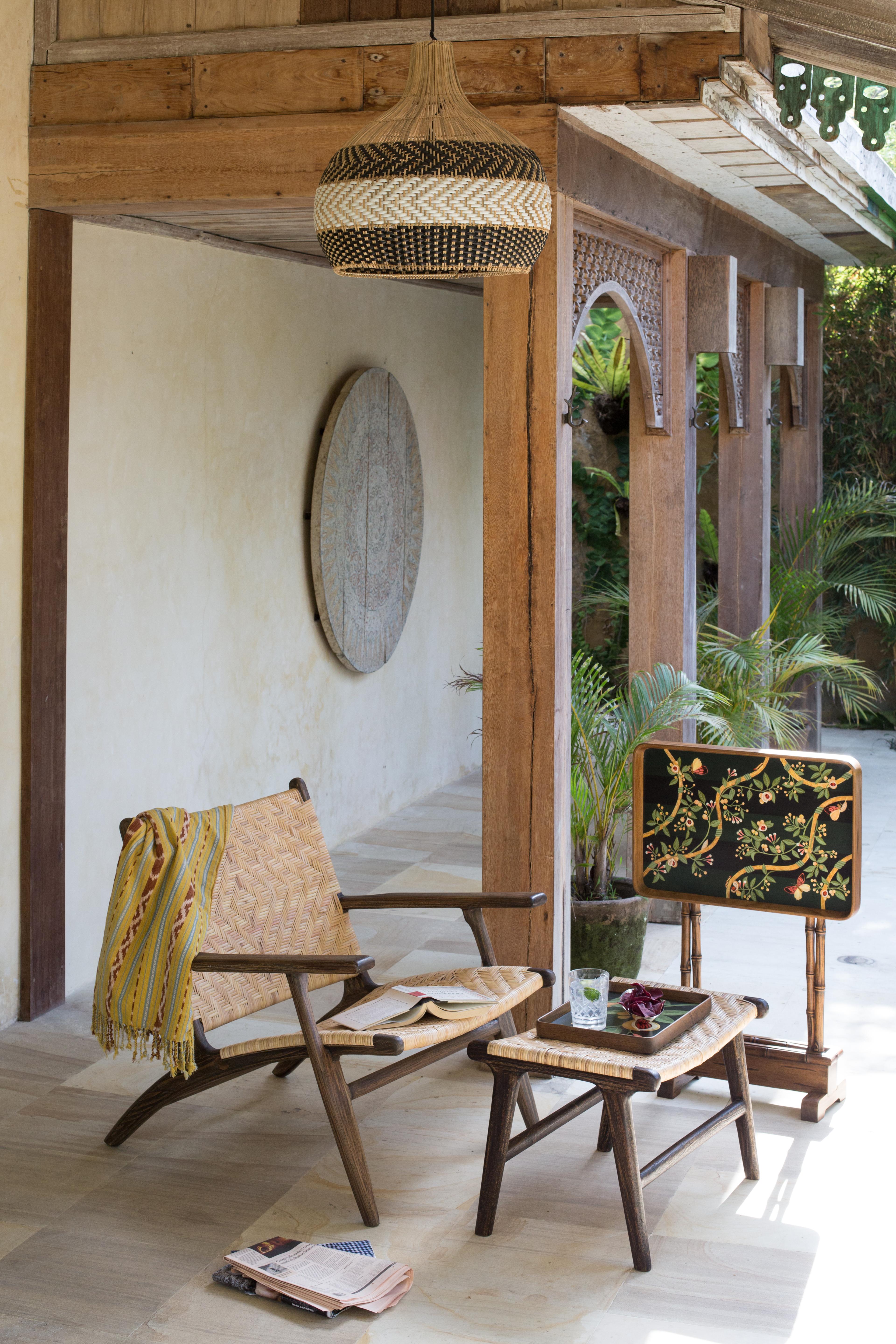 Brass Hand Painted Teak Folding Table, Nesting Trays, Base with Faux Bamboo Legs For Sale