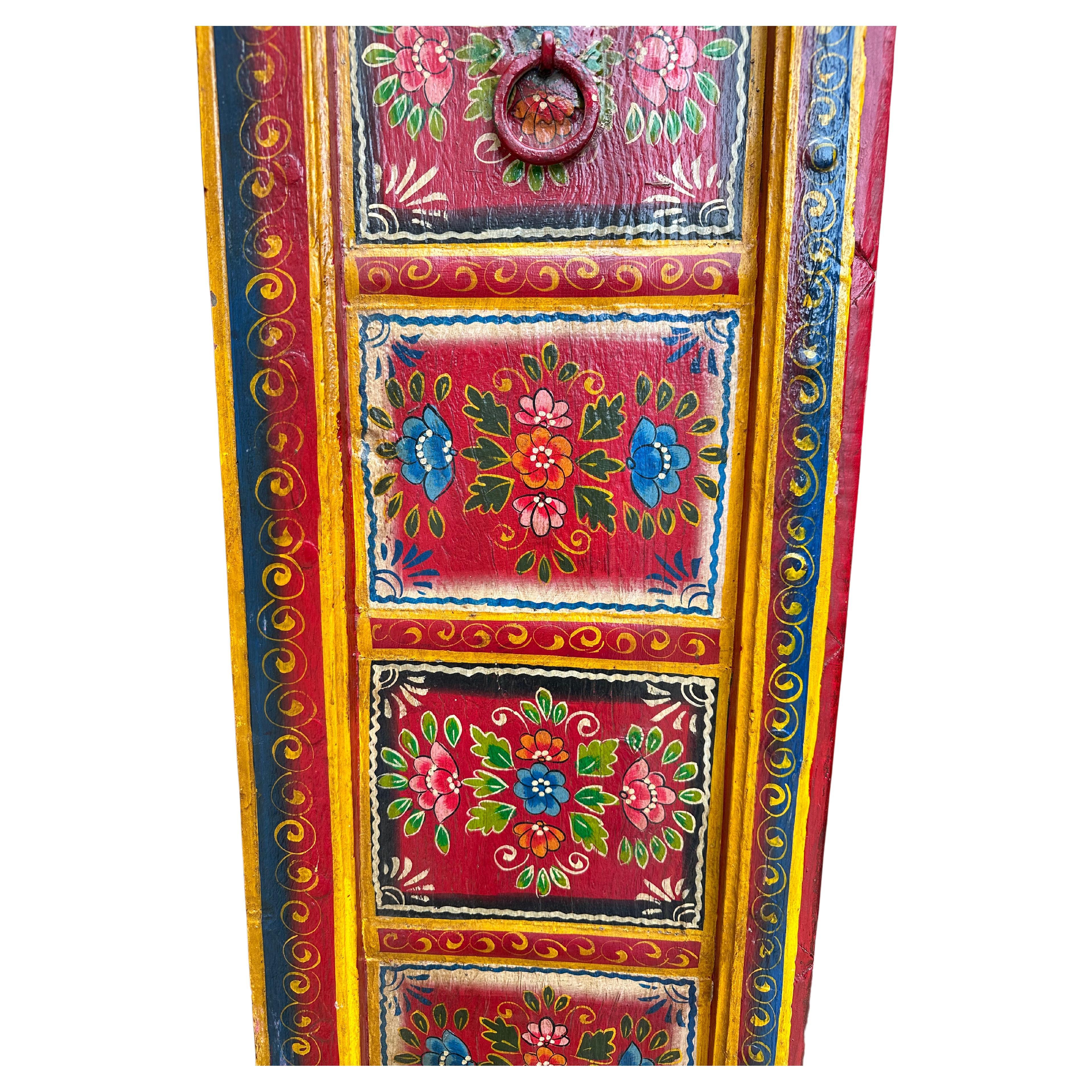 Dipinto a mano, porte indiane in teak, XIX secolo in vendita 2