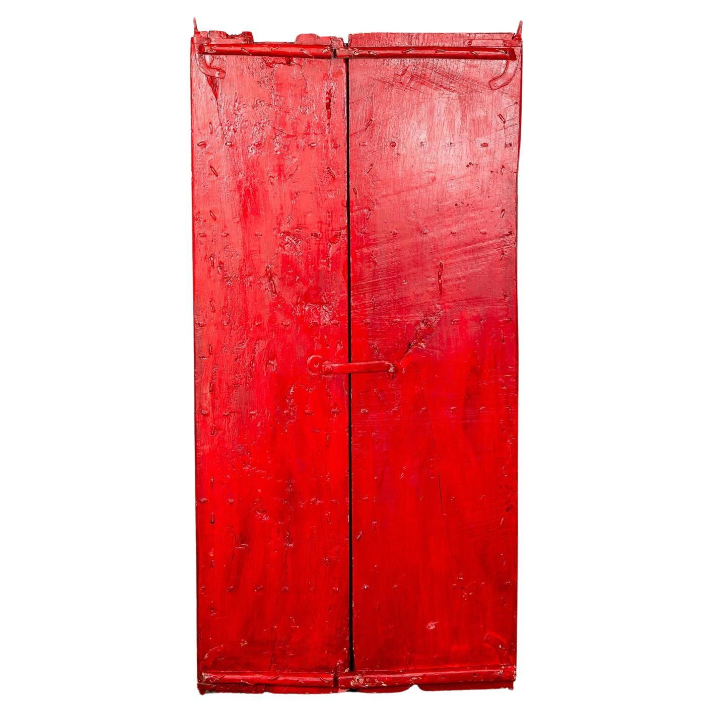 Dipinto a mano, porte indiane in teak, XIX secolo in vendita 5