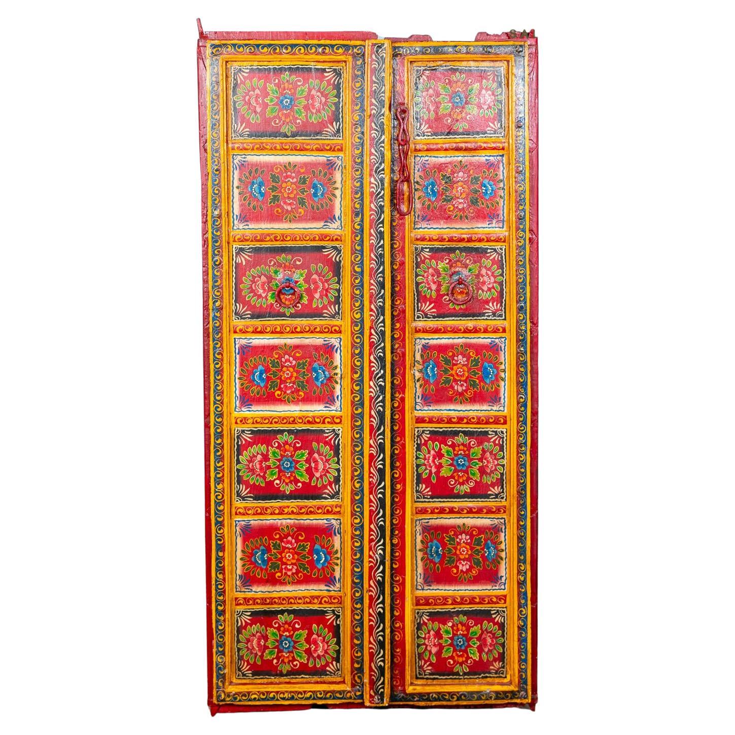 Hand Painted, Teak Indian doors, 19th Century