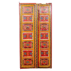 Hand Painted, Teak Indian doors, 19th Century