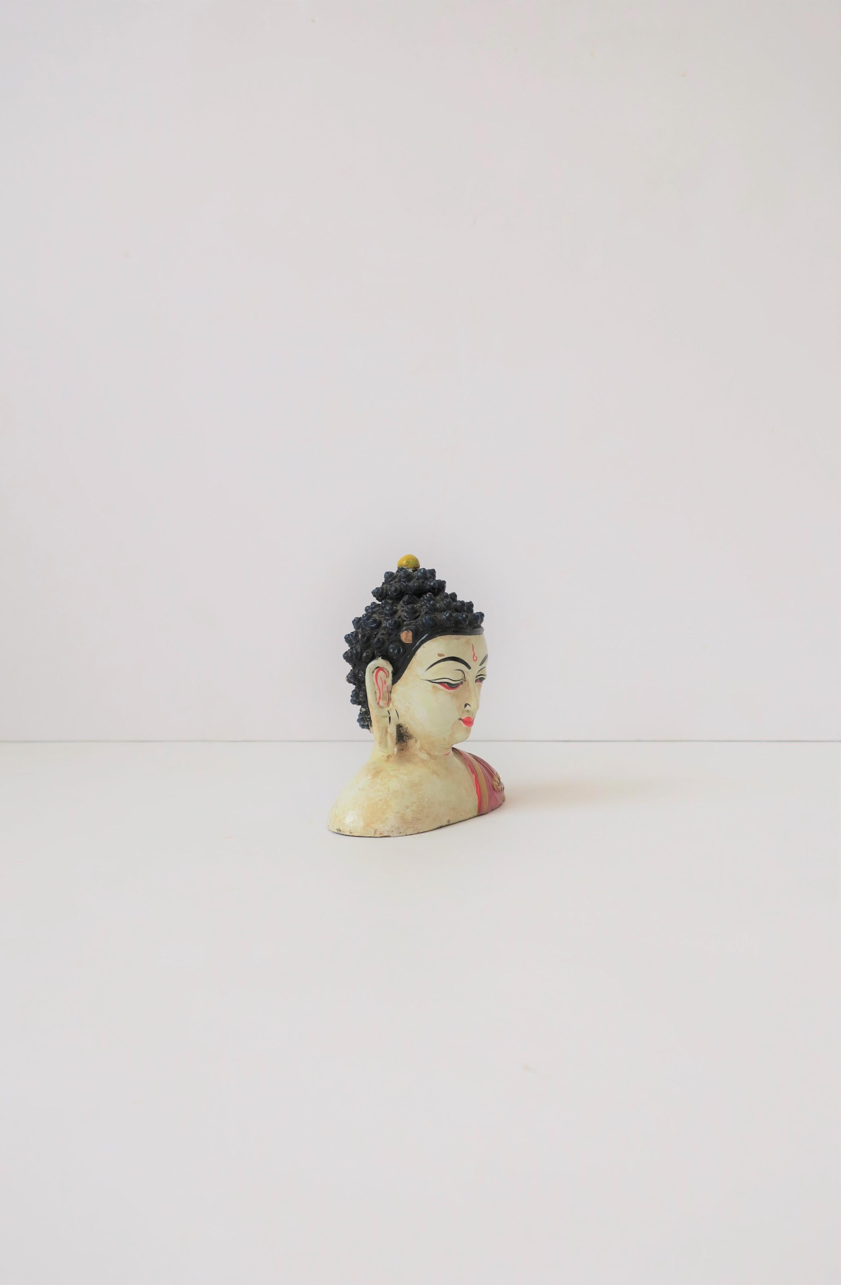 Asian Buddha Head Bust Sculpture