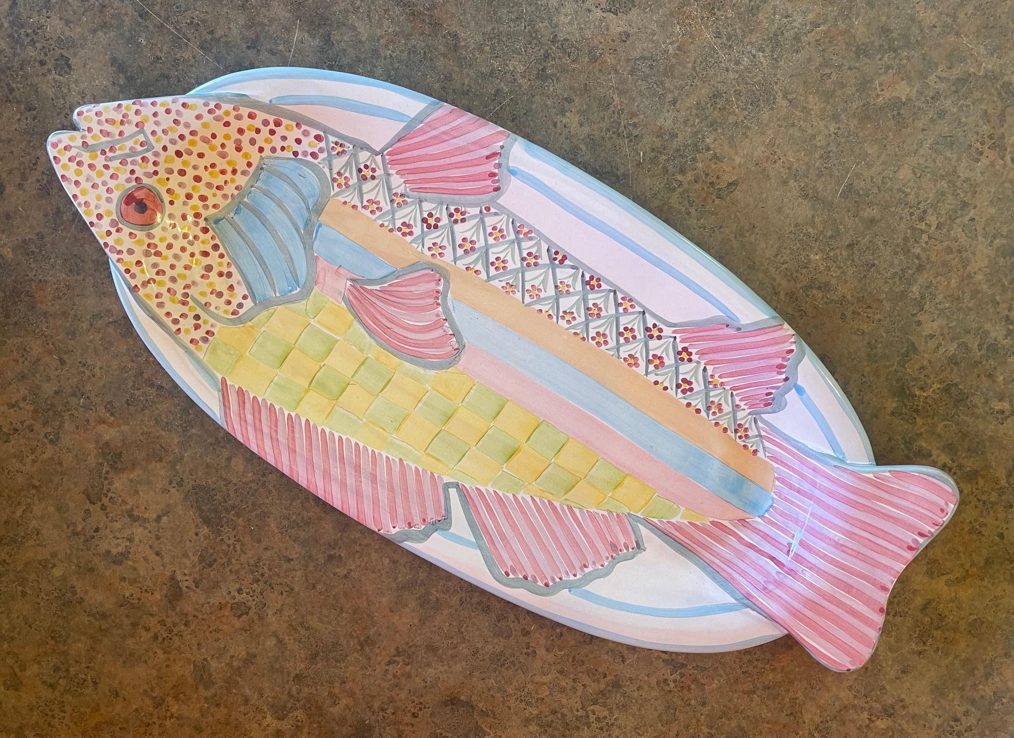 Hand Painted Terracotta Fish Platter by McKenzie Childs 1