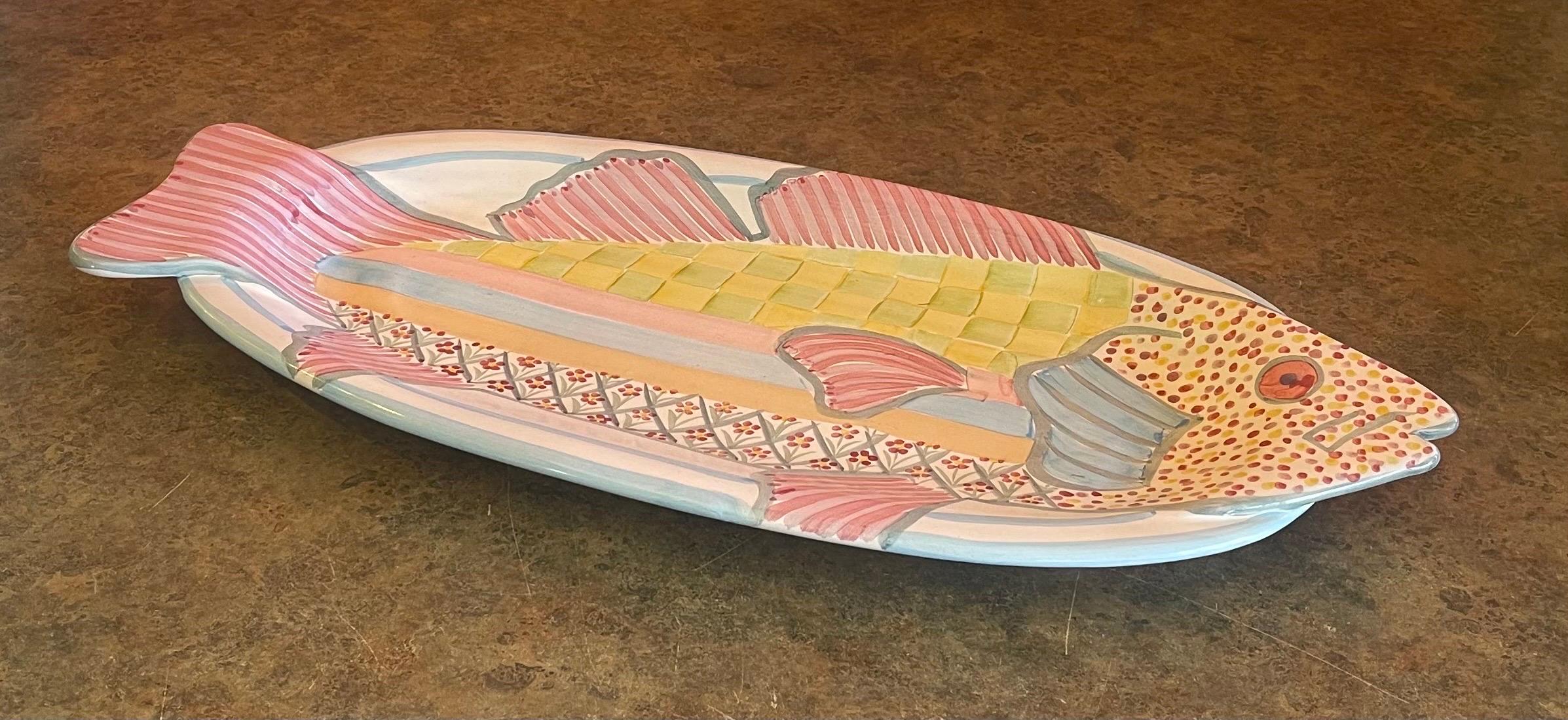 Hand Painted Terracotta Fish Platter by McKenzie Childs 2