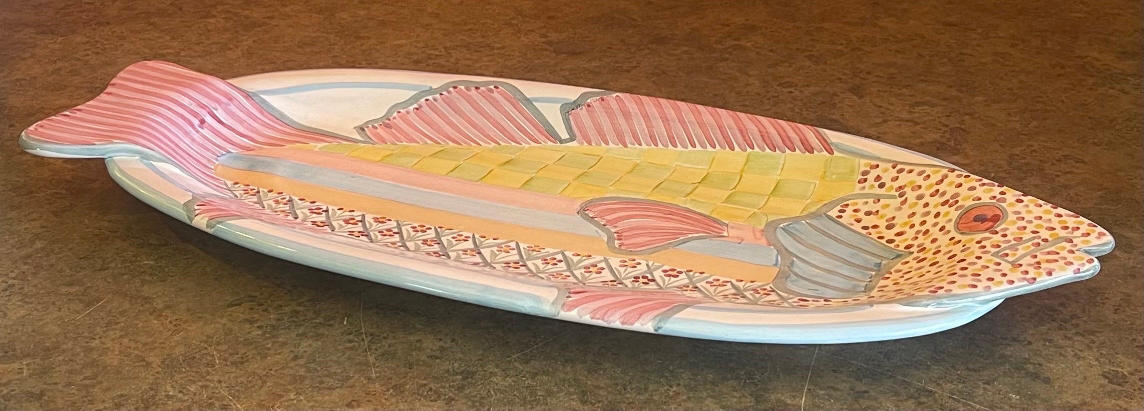 Hand Painted Terracotta Fish Platter by McKenzie Childs 3