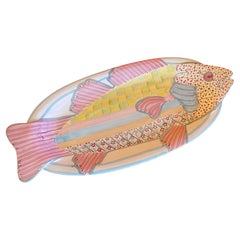 Hand Painted Terracotta Fish Platter by McKenzie Childs