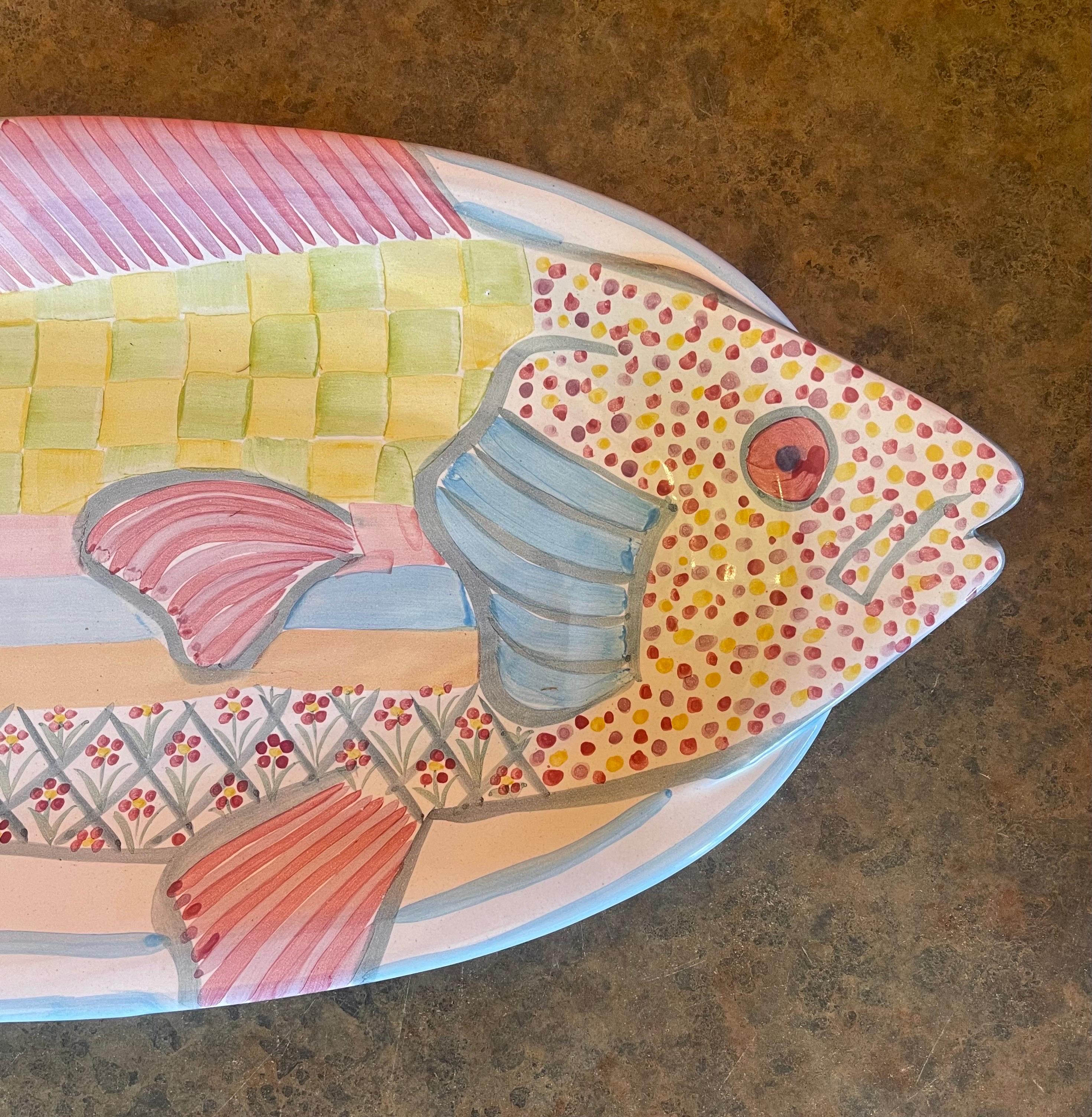 American Hand Painted Terracotta Fish Platter by McKenzie Childs