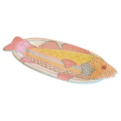 Hand Painted Terracotta Fish Platter by McKenzie Childs