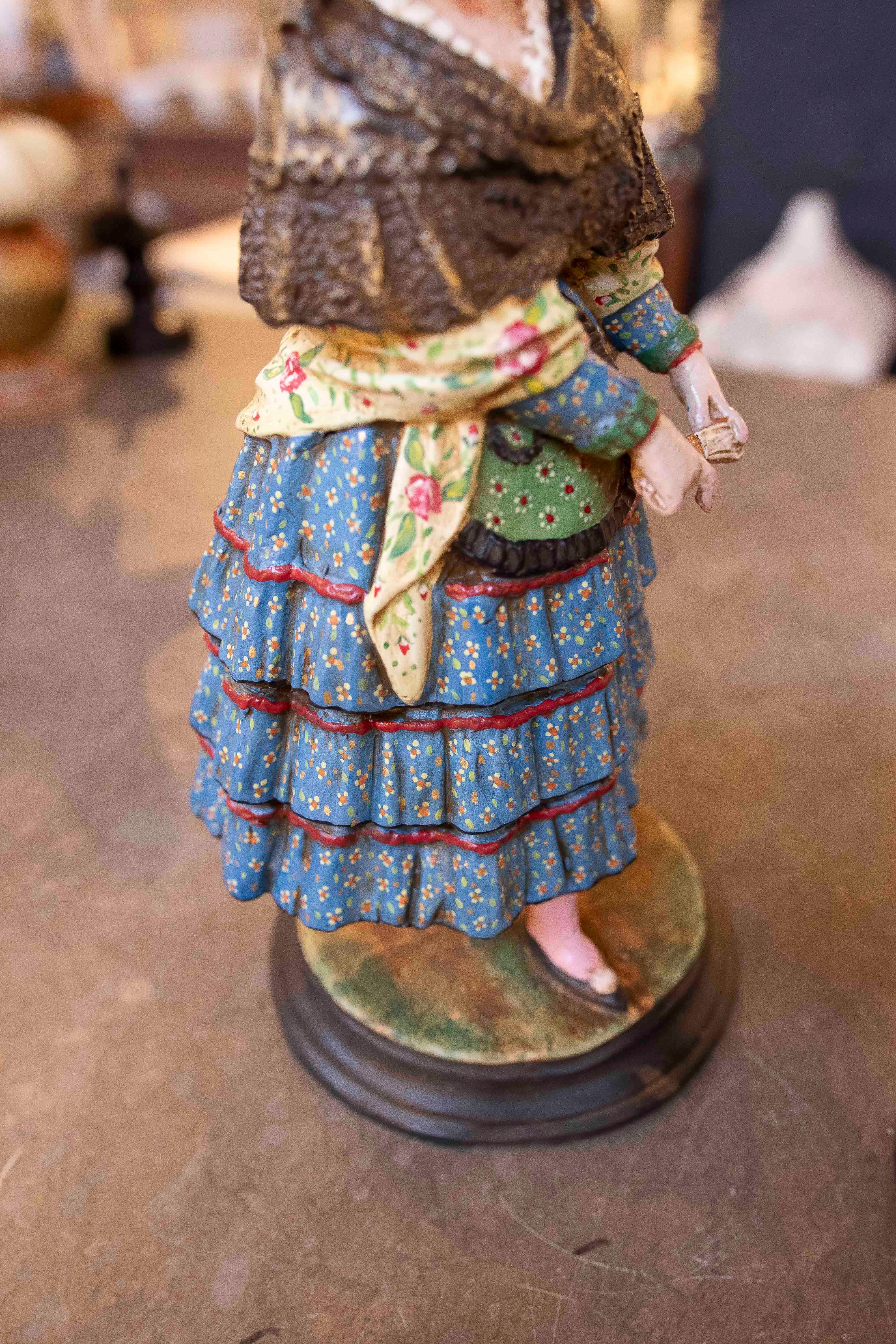 Hand Painted Terracotta Sculpture of Andalusian Bullfighter Signed Jimenez Maris 5