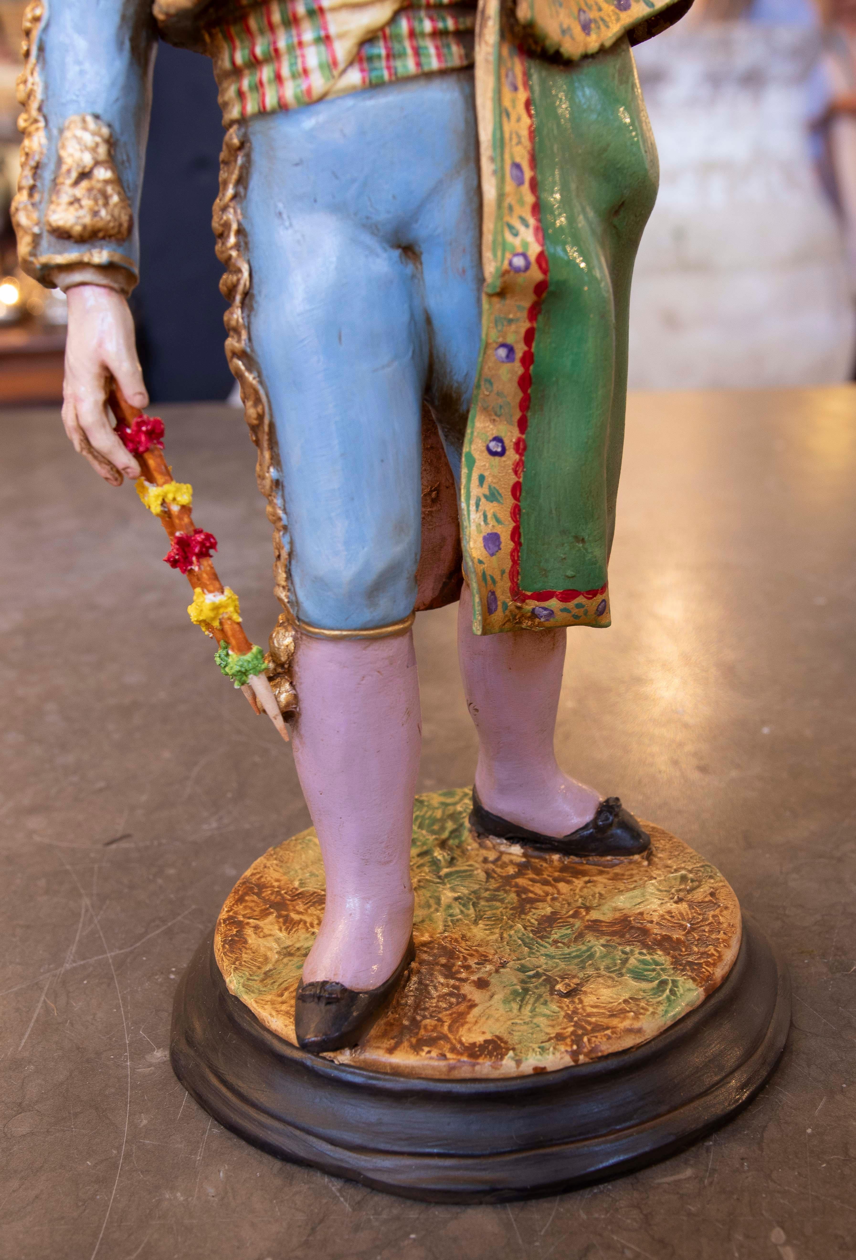Escultura de Terracota Pintada a Mano de Torero Andaluz Firmada Jiménez Maris en venta 6