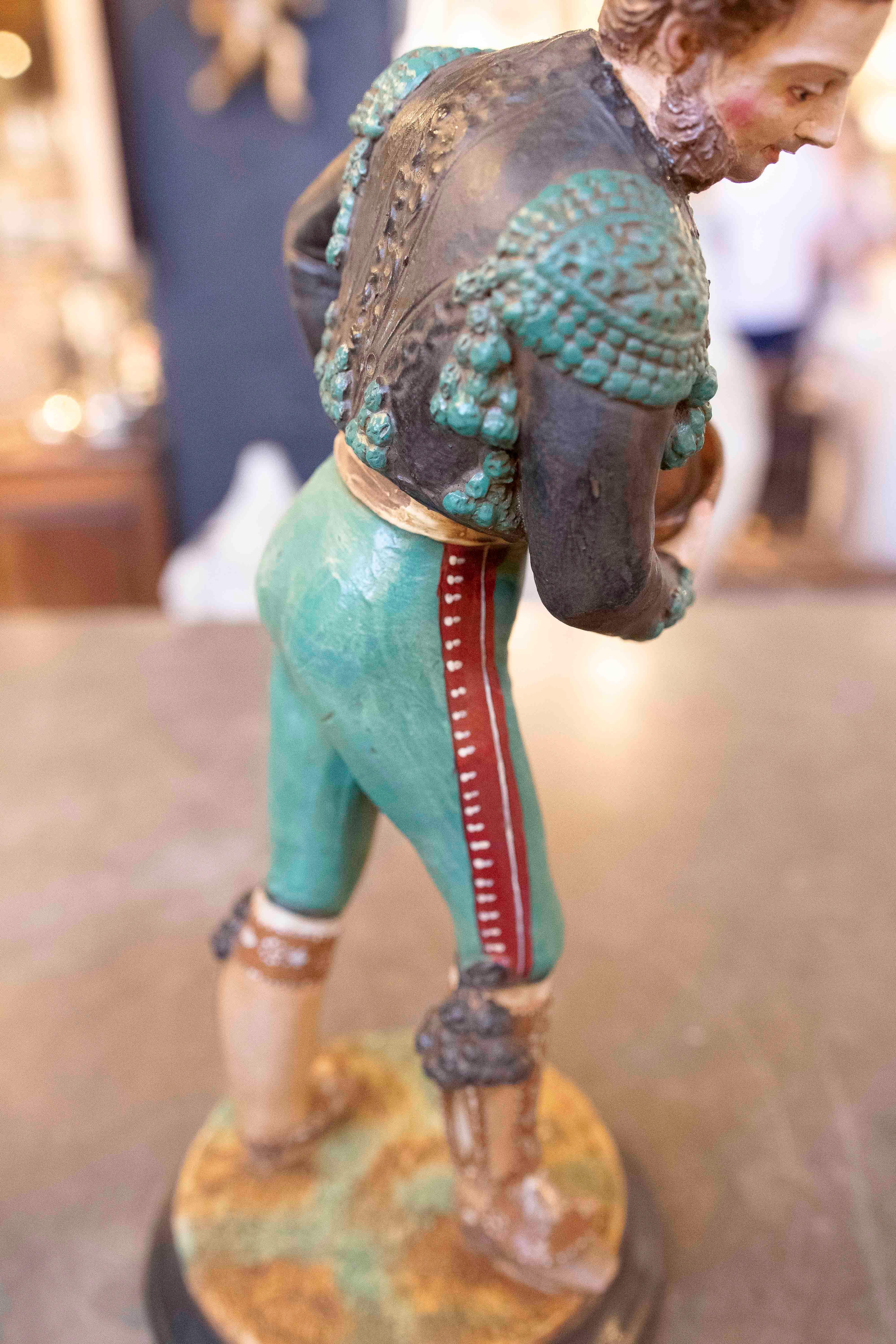 Hand Painted Terracotta Sculpture of Andalusian Bullfighter Signed Jimenez Maris 8