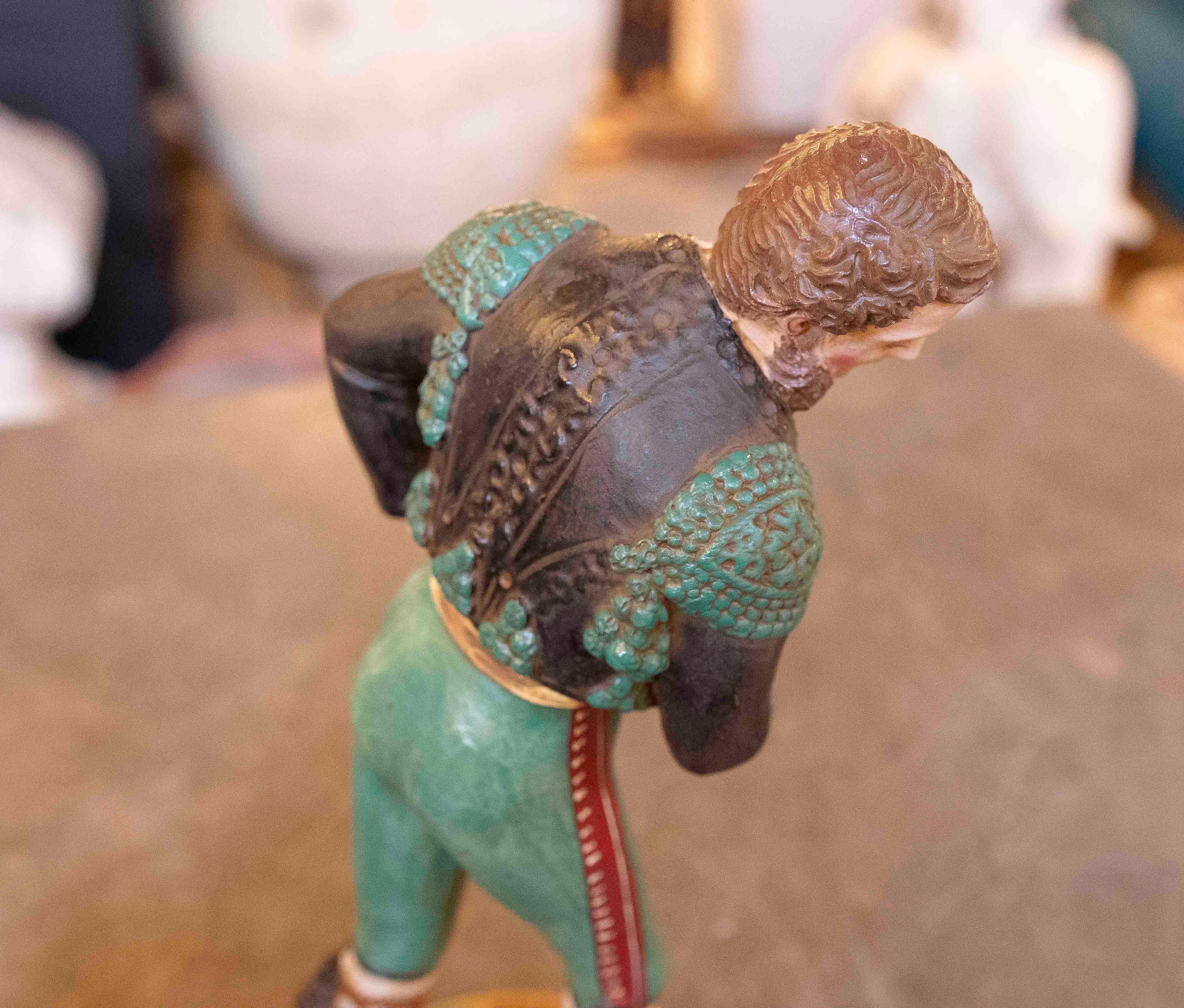 Hand Painted Terracotta Sculpture of Andalusian Bullfighter Signed Jimenez Maris 12